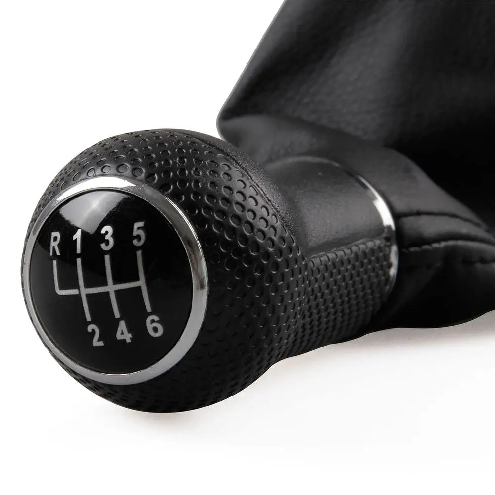 6 Speed Gear Shift Knob Gaiter Boot Black PU Leather for VW Golf GTi