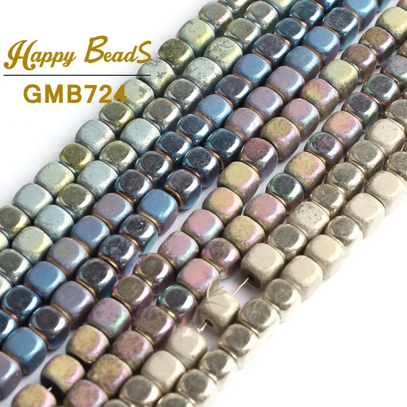 

4MM Natural Matte Square Plated Colors Hematite Loose Spacer Beads For DIY Necklace Bracelet Jewelry Making 15"Strand/Inches