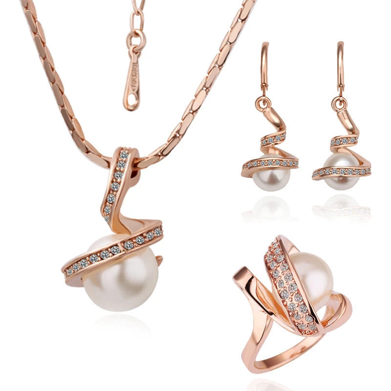 Wholesale Rose Gold Color Bridal Jewlery Sets for Women Wedding with