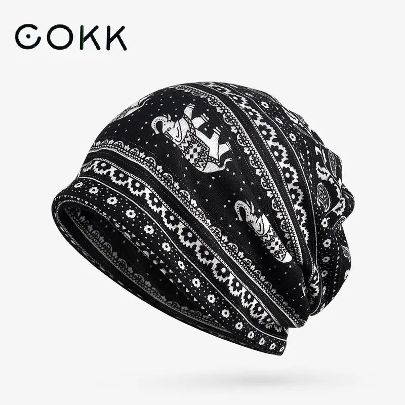 

COKK Hats For Women Winter Beanie Turban Hat Female Stocking Hats For Men Elephant Pattern Windproof Warm Cap Hat Scarf Mask