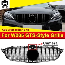 W205 Sports Grille Mesh GTS Style ABS Black Grill with Camera Fits For W205 C180 C200 C230 C250 C280 Grills Without Sign 2015-18 W205 Sports Grille Mesh GTS Style ABS Black Grill with Camera Fits For W205 C180 C200 C230 C250 C280 Grills Without Sign 2015-18