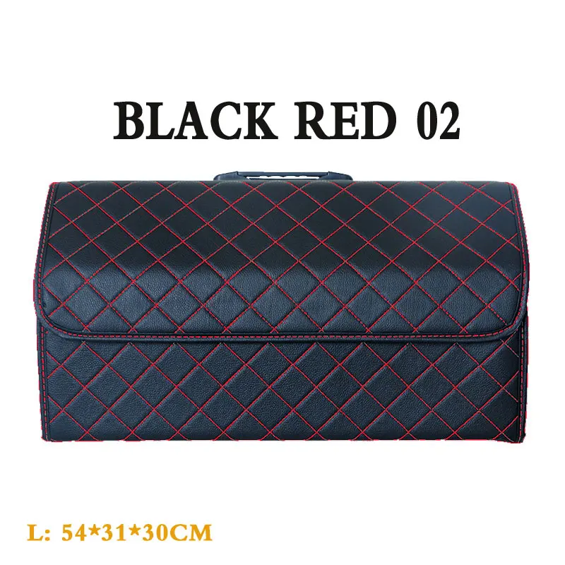 Car Trunk box Storage Organizer Foldable PU Leather Auto Durable Collapsible Cargo Large Capacity Storage Bag Stowing Tidying - Название цвета: black red 02 L