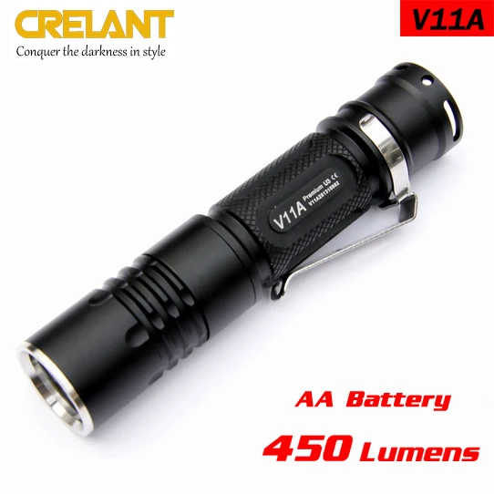 CRELANT V11A cree XM-L2 led 450 люмен 1* AA батареи EDC фонарик, Портативный, Поход фонарик