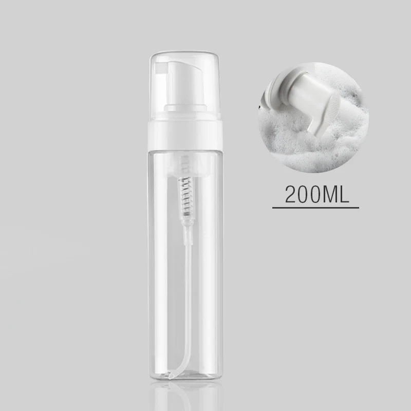 

6ps/lot empty 200 ml Plastic white Clear liquid Soap Dispenser Facial Cleanser best cheapest Foam bottle with black foamer