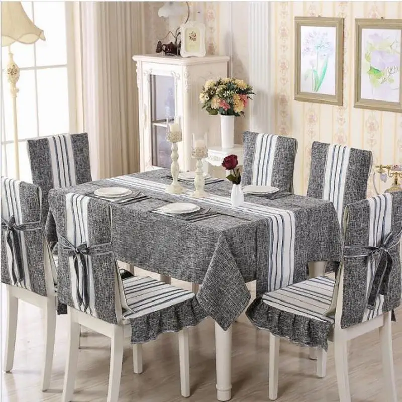 Простые современные сплошные полоски кружева льняные домашние кухонные вечерние Скатерти Скатерть прямоугольная скатерть для стола стула - Цвет: gray a