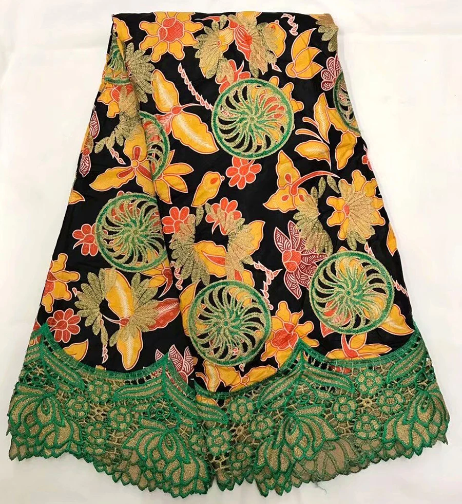 

Latest style High Quality African Lace Fabric Nigerian Design Colorful Wax With Guipure Lace Fabric super wax for women dress