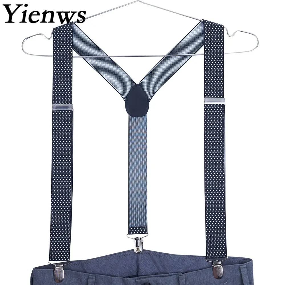 Yienws Suspensorio Vintage Suspenders for Men Jacquard Braces for
