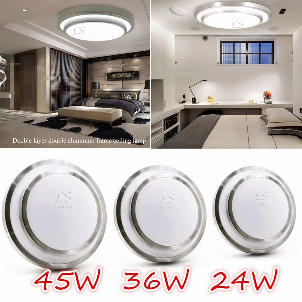 

LedStar High Bright LED ceiling lights aluminum+Acryl High brightness 220V 230V 240V,LED chip 12W 24W 36W 45W Led Lamp