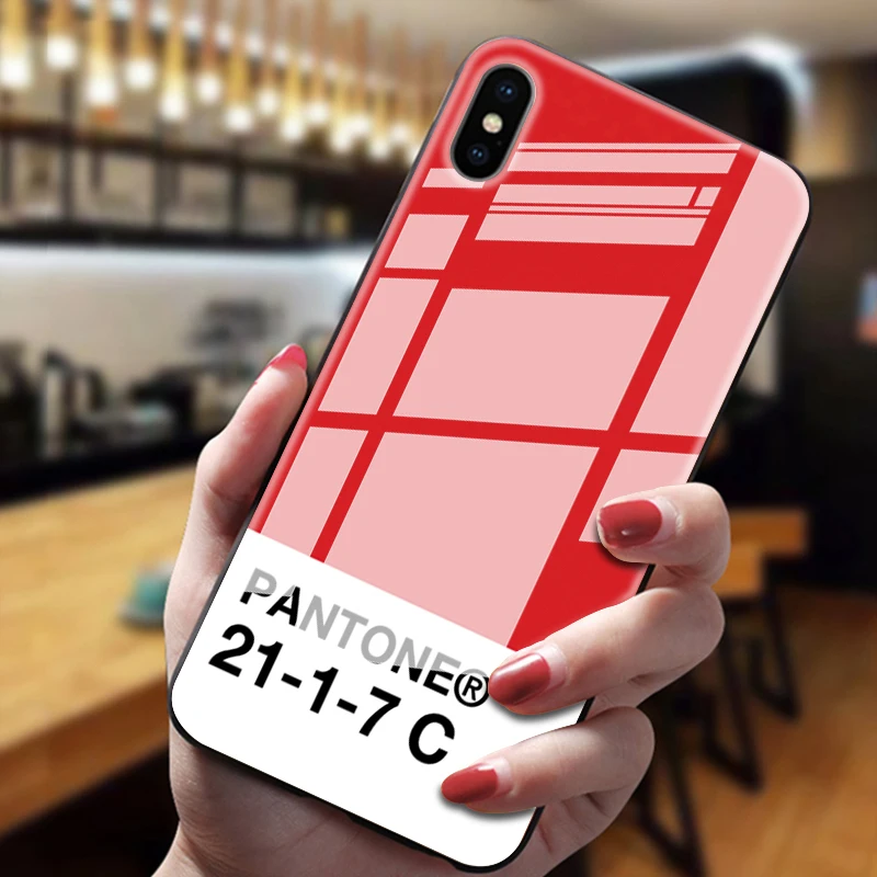 Pantone цветной чехол из закаленного стекла для телефона для iphone 5 6 7 8 6s 6s plus 7plus 8plus x xr xs xsmax - Цвет: 10