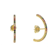 13-15 мм Мини кисточки с маленькими круглыми pave разных красочные серьги с кубическим цирконием, цвет золотистый нежный Минимальный мульти Пирсинг Серьга