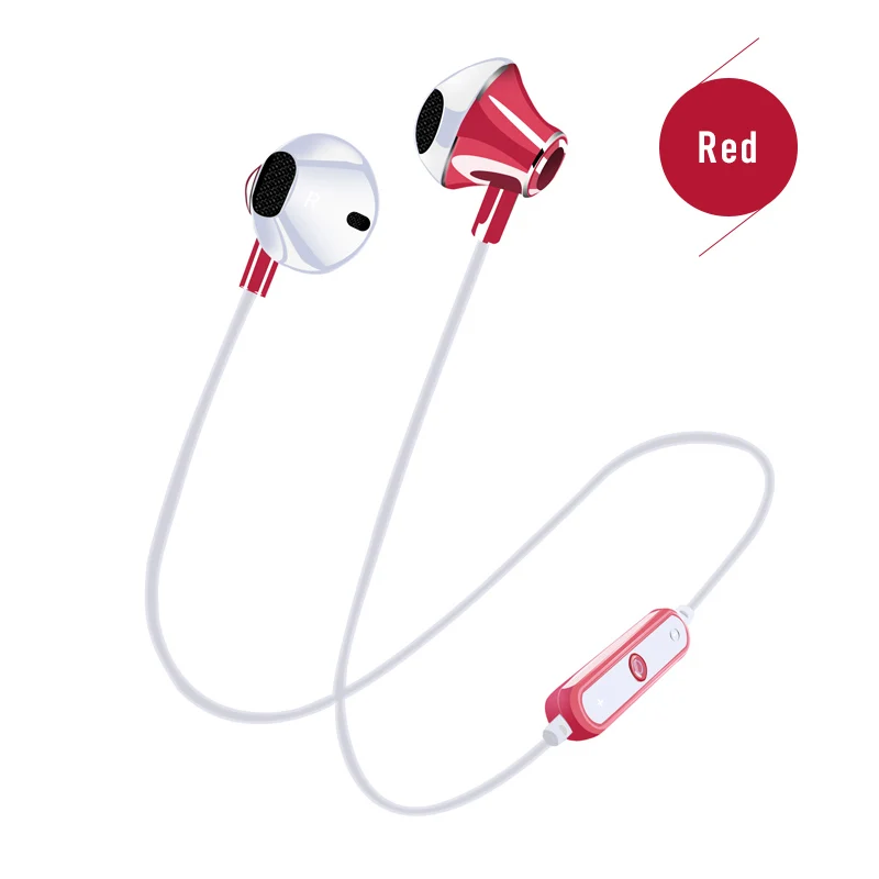 Беспроводной Bluetooth гарнитура Спорт стерео музыка наушники для IOS телефонах Android портативная гарнитура магнитное притяжение - Цвет: Красный
