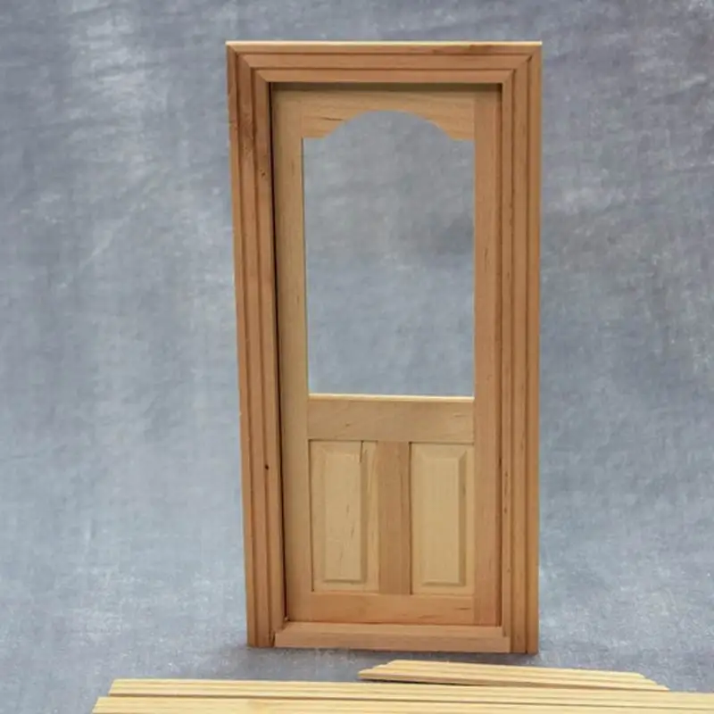 Door 2 Panel Interior Dollhouse Miniature Wooden Fairy Door 1 12