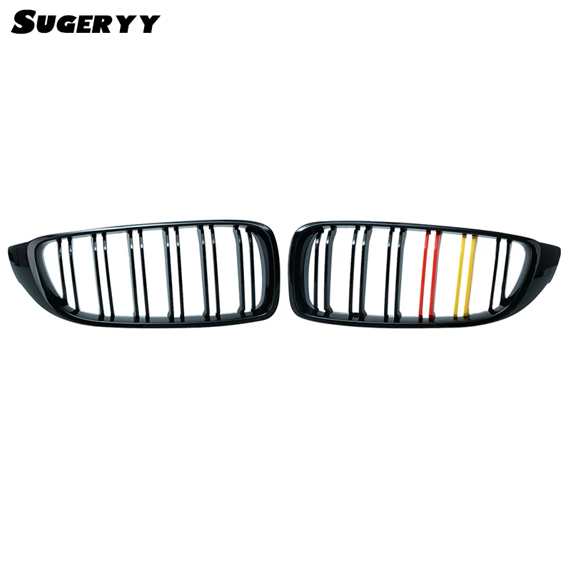 

SUGERYY 1 Pair For BMW 4 Series F32 M4 2014-2016 Gloss Black M Color Front Kidney Double Slat Line Car Grill Grille Car-styling