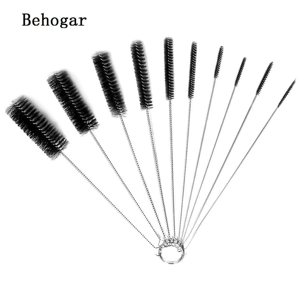 Behogar 10Pcs Stainless Steel Nylon Tube Brush Pipe Cleaning Brushes
