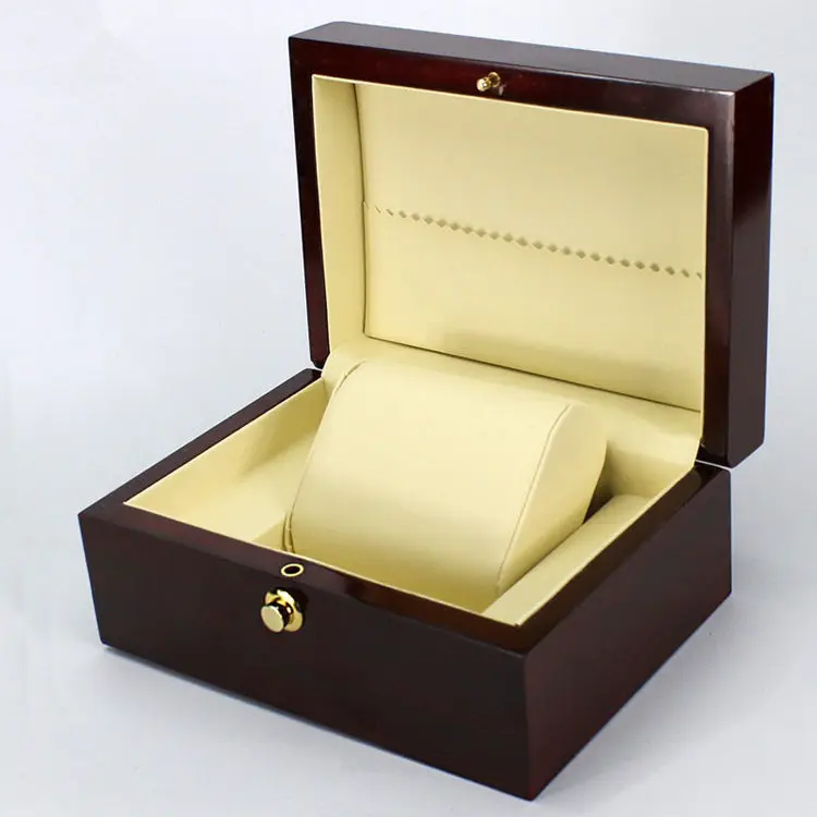 

High Quanlity Wood Watch Boxes Red Men's Mechanical Wooden Storage Case With Lock Fashion Single Jewellry Gift Box C019