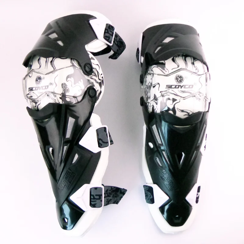 SCOYCO мотоциклетные наколенники протектор ATV наколенники для мотокросса спортивный самокат мотогонок защитные наколенники лыжные защитные наколенники - Цвет: Белый