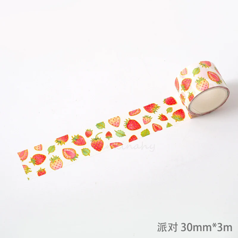 Cute Strawberry Party Series Bullet Journal gold Washi Tape Decorative Adhesive Tape DIY Scrapbooking Sticker Label Stationery - Цвет: 4