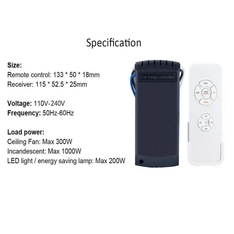 

Newest Universal Timing Wireless Remote Control Switches With Controller For Ceiling Fan/LED Light Lamp AC110/220V --