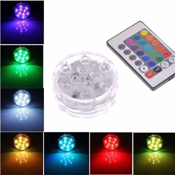 

10 LED Submersible Light Creative Waterproof Light RGB for Vase Wedding Party Fish Decors Remote Control Color Changing Light