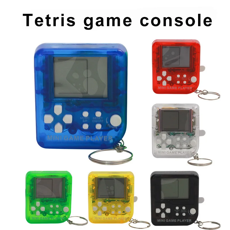 

Mini classic game Tetris electronic cyber machine education toys for children keychain with a pattern of the game various colo