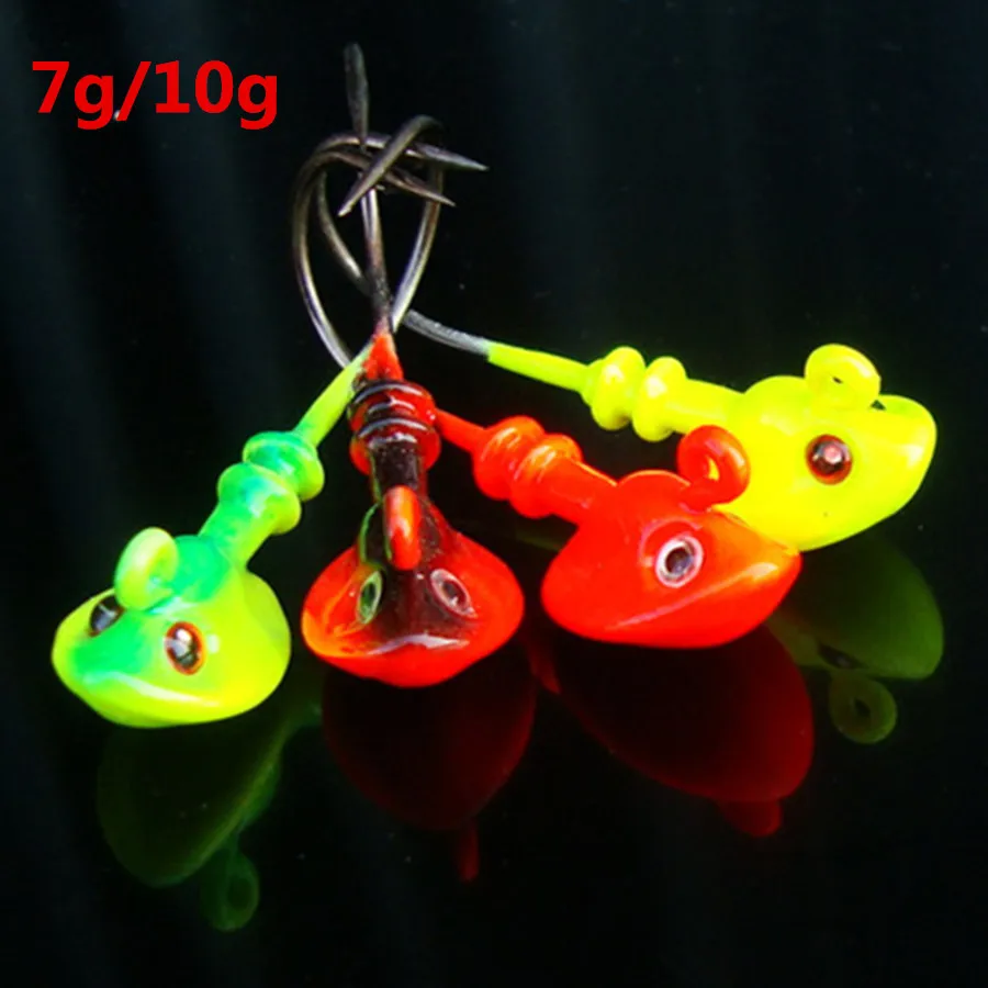 Buy 10pcs*7g/10g 3D Fishing Jig Head Lead Head Worm