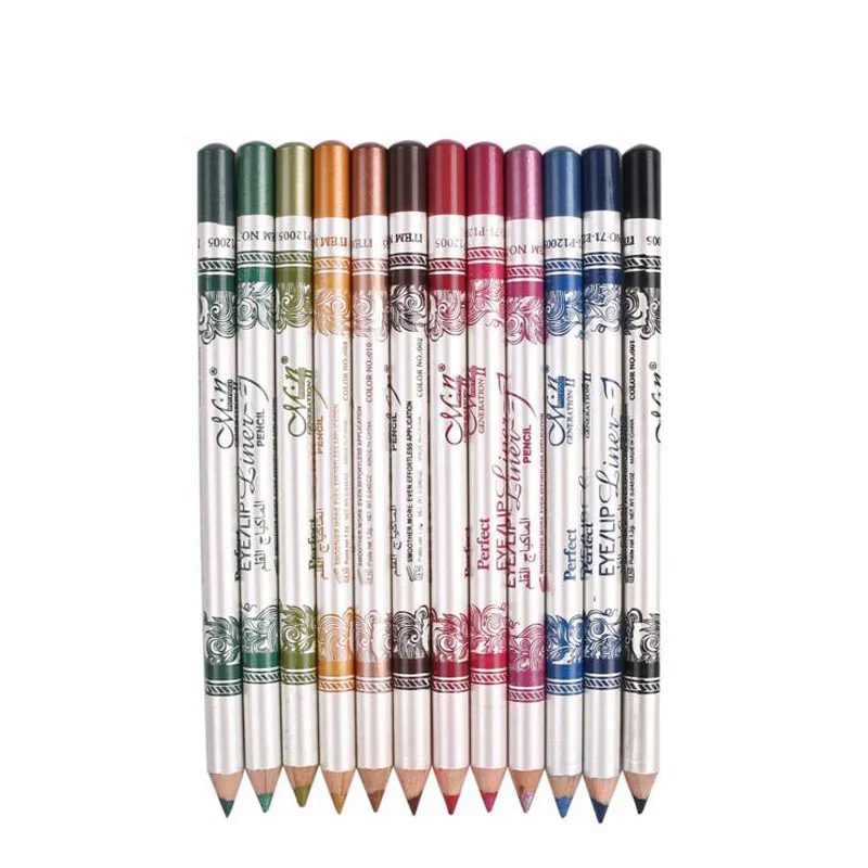 

MENOW Brand 12PCS of 2 in 1 Hot Sale Eye Liner Lip Pencil Long-lasting Waterproof 12 Color Set Makeup P12005