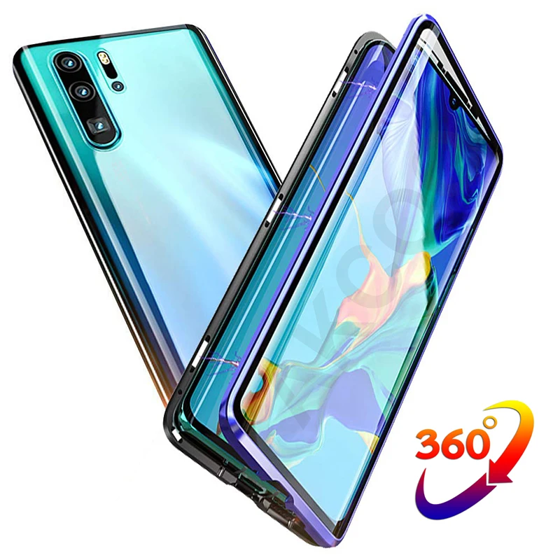 

Akcoo for Huawei P30 Pro Case 360° Full Body Cover Front and Back of Tempered Glass for mate 20 pro Magnetic Adsorption Cases