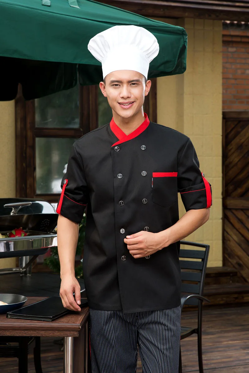 Summer Men Restaurant Kitchen Chef Cotton Jackets Coats Uniform