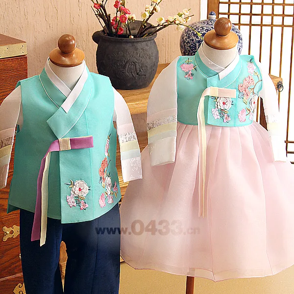 

2019 New Children Kids Girl Korean Dolbok Baby Hanbok Dress Birthday Party Game Costume National Gfit US