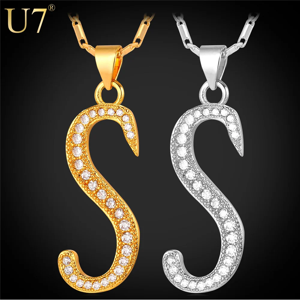 Worksheet S Letter online buy wholesale s letter from china wholesalers u7 gold plated necklace women men capital initial pendant fashion alphabet letter