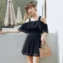 Женский черный цельный купальник купальный костюм купальное платье Пляжная одежда летний сексуальный купальник купальное платье плюс размер костюмы