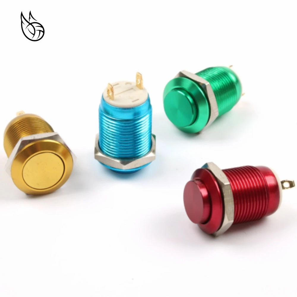 Nouveau bouton en métal alimentation 12 mm auto-reset Noir Sonnette Switch 2 A 250 V on/off À faire soi-même Nouveau bouton en métal alimentation 12 mm auto-reset Noir Sonnette Switch 2 A 250 V on/off À faire soi-même