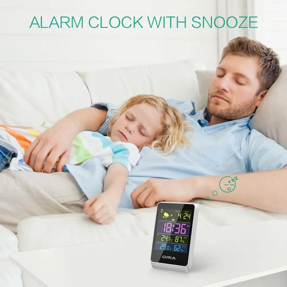 Beste ORIA LCD Digitale Thermometer Luchtvochtigheid Temperatuur Thermometer Kleur Outdoor Indoor Draadloze Thermometer Remote Sensor
