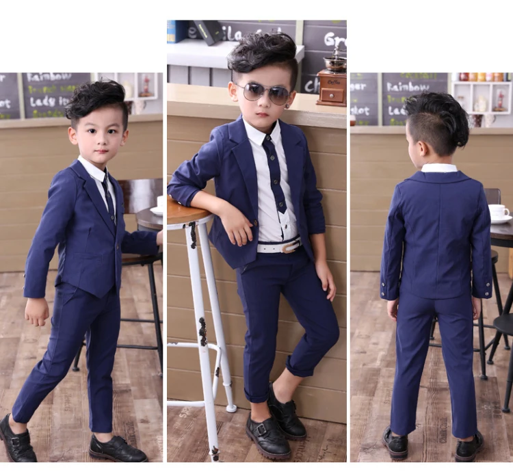 Kindstraum/ г. новые комплекты одежды для мальчиков 2 предмета, однотонный хлопковый блейзер+ штаны, Детские официальные костюмы модные детские свадебные костюмы MC922