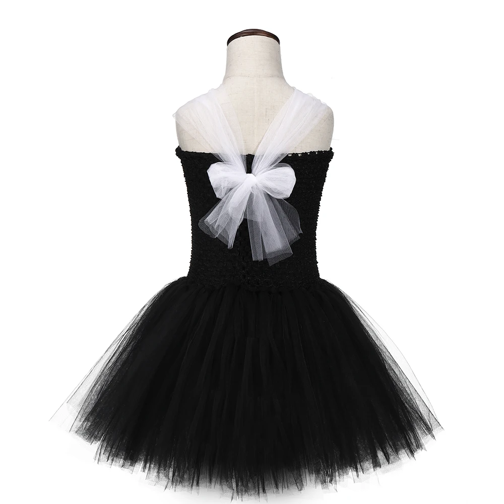 Платье пачка с рисунком панды черно белое платье для девочек на день рождения