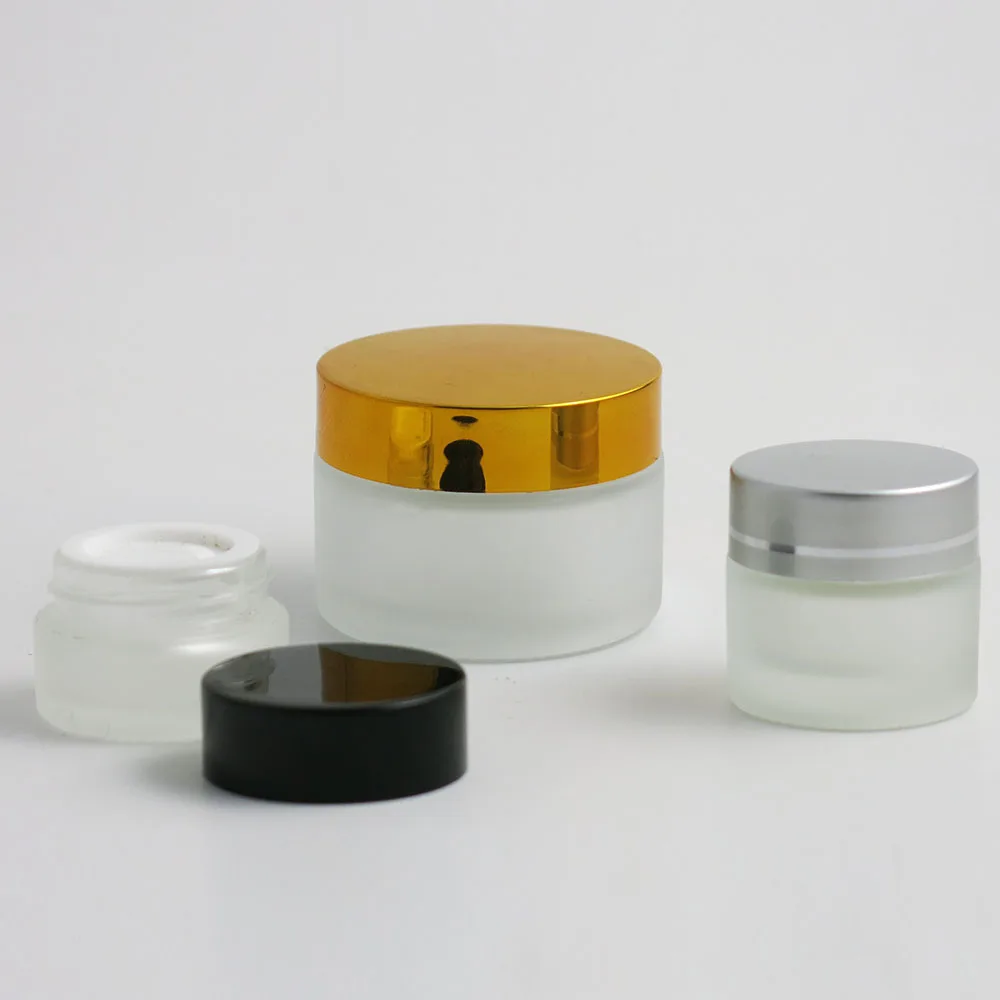 12 x 5g 10g 15g 20g 30g 50g Glass Cream Container Frost Cream Jar with Gold 3