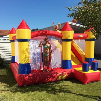 

YARD Large Inflatable Bouncer Trampoline With Obstacle Slide 4*3.8*2.5M Outdoors Home Use PVC Oxford Christmas Gift Ship Express
