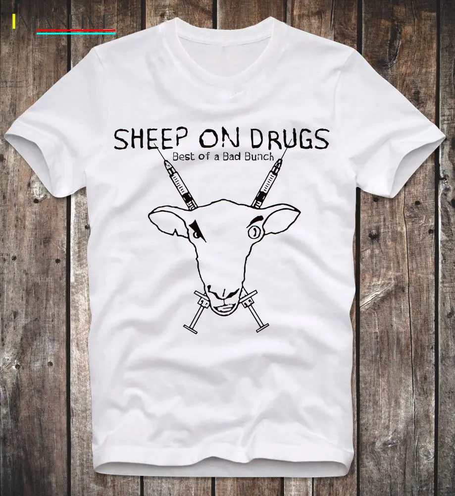 

T SHIRT SHEEP ON DRUGS TECHNO PUNK HARDSTYLE Q DANCE PARTY2019 Fashion slim T-shirts T Shirt Men's Tee Shirts