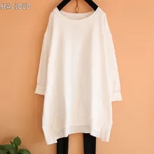 82 плюс размер свободная весенняя и осенняя женская футболка с длинным рукавом большие однотонные футболки Базовая рубашка Большая одежда