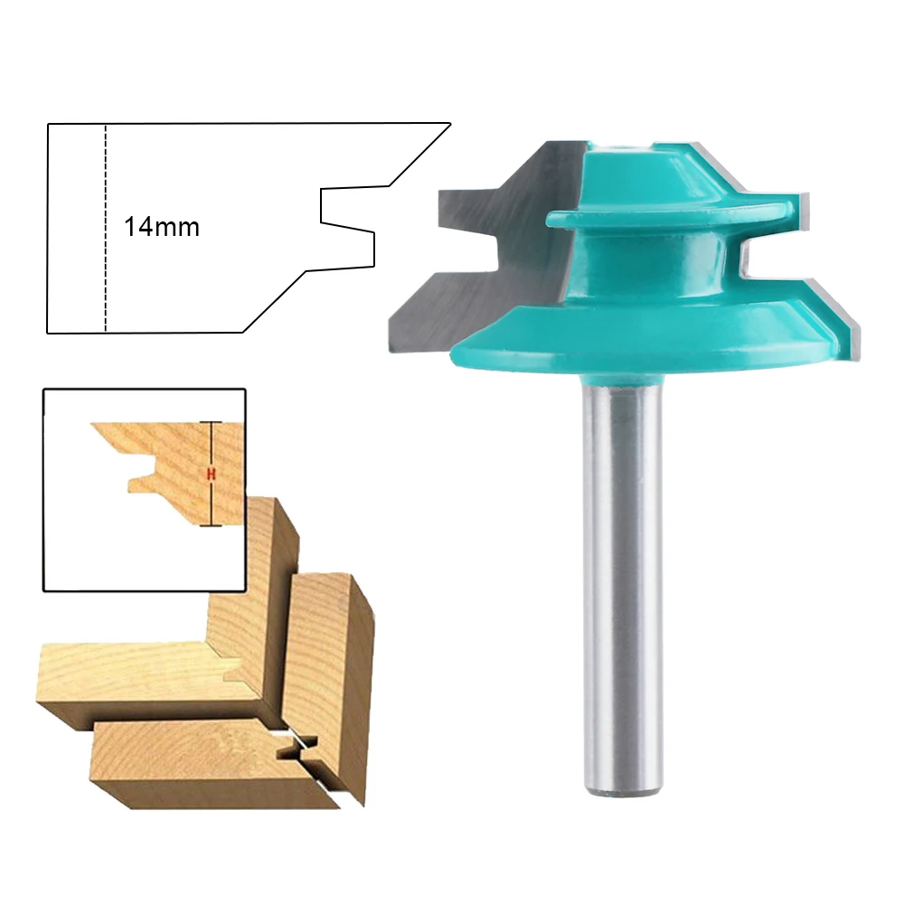 

1PC Useful 45 Degree 1/4'' *1-1/2'' Lock Miter Router Bit Tenon Milling Cutter for Woodworking Capenter Tool Parts T-Slot