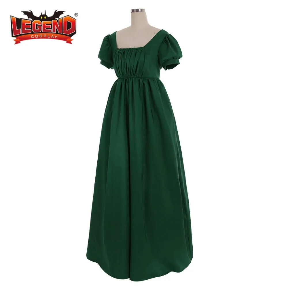 Простое зеленое платье в стиле Regency, Дамское бальное платье Regency, чайное платье с высокой талией, средневековое зеленое бальное платье, платье, костюм