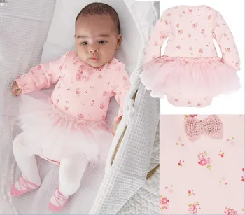 

heat! cotton clothing newborn baby jumpsuit printing bow long-sleeved coveralls baby triangle climbing clothes tutu Girls Boys