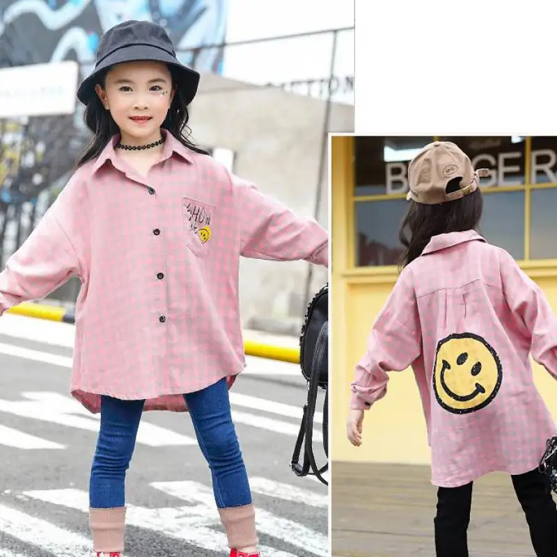 

2019 Cotton Shirts For Girls Clothes Long Sleeve Girls Fashion Plaid Blouses Teenage Girls Teen Children Clothing 10 12 14 Years