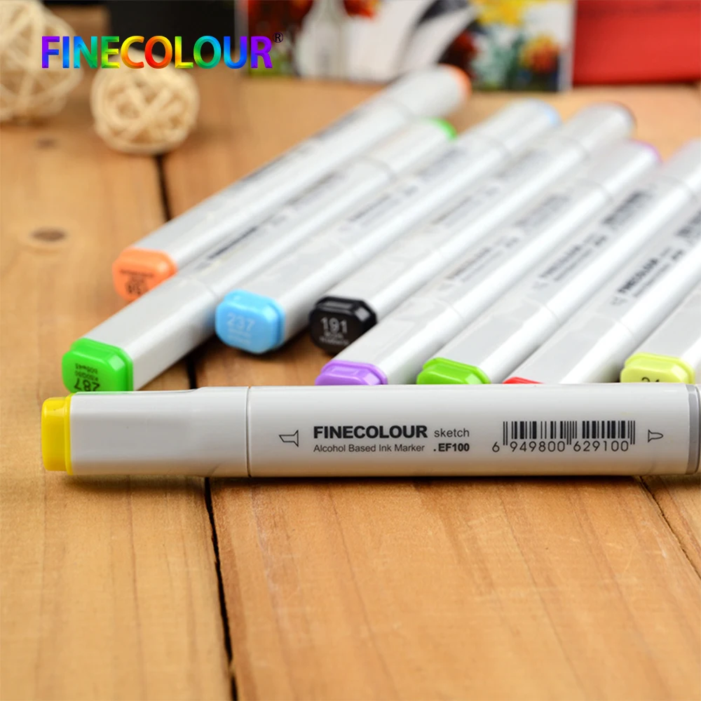 Finecolour EF100 товары для рукоделия на спиртовой основе, чернила для каллиграфии, маркер с двойной головкой, кисти, маркеры для рисования, 240 цветов, 1 шт