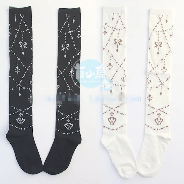 

Princess Sweet lolita stockings Bowknot crown beads Knee-high stockings GXW02