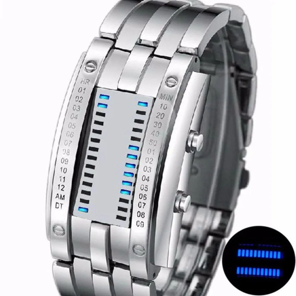 Fashion LED Electronic Watches Lover's Watch Creative Binary Wrist Watch Men Women Digital Stainless Steel Watch relogio saat Fashion LED Electronic Watches Lover's Watch Creative Binary Wrist Watch Men Women Digital Stainless Steel Watch relogio saat