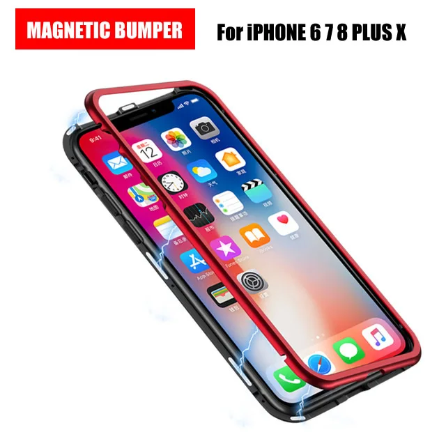 

10 PCS Magnetic Adsorption Flip Case Ultra Slim Tempered Glass Metal Cover 2 in 1 Aluminum Frame For iPhone XS max XR 7 8