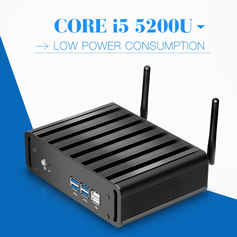 Best quality mini pc eglobal fanless pc thin client stick pc core i5 5200u 6 USB PORTS HDMI VGA support Windows10 free shipping