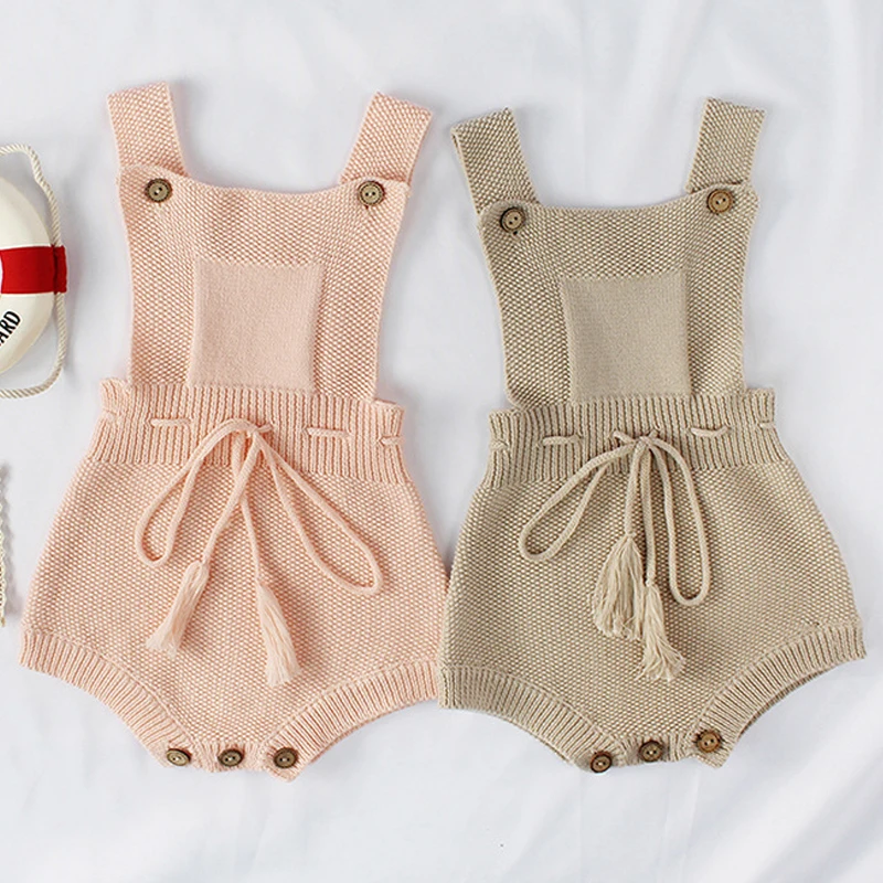New Princess Baby Rompers with Tassels Knitted Toddler Jumpsuit Sleeveless Solid Infant Overall for Girl Clothes 1PS | Мать и ребенок