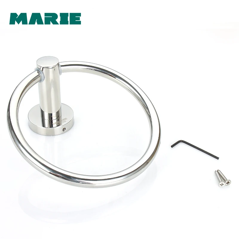 Stainless Steel Round Style Wall Mounted Towel Ring Holder Hanger Bathroom Classic Modern Style